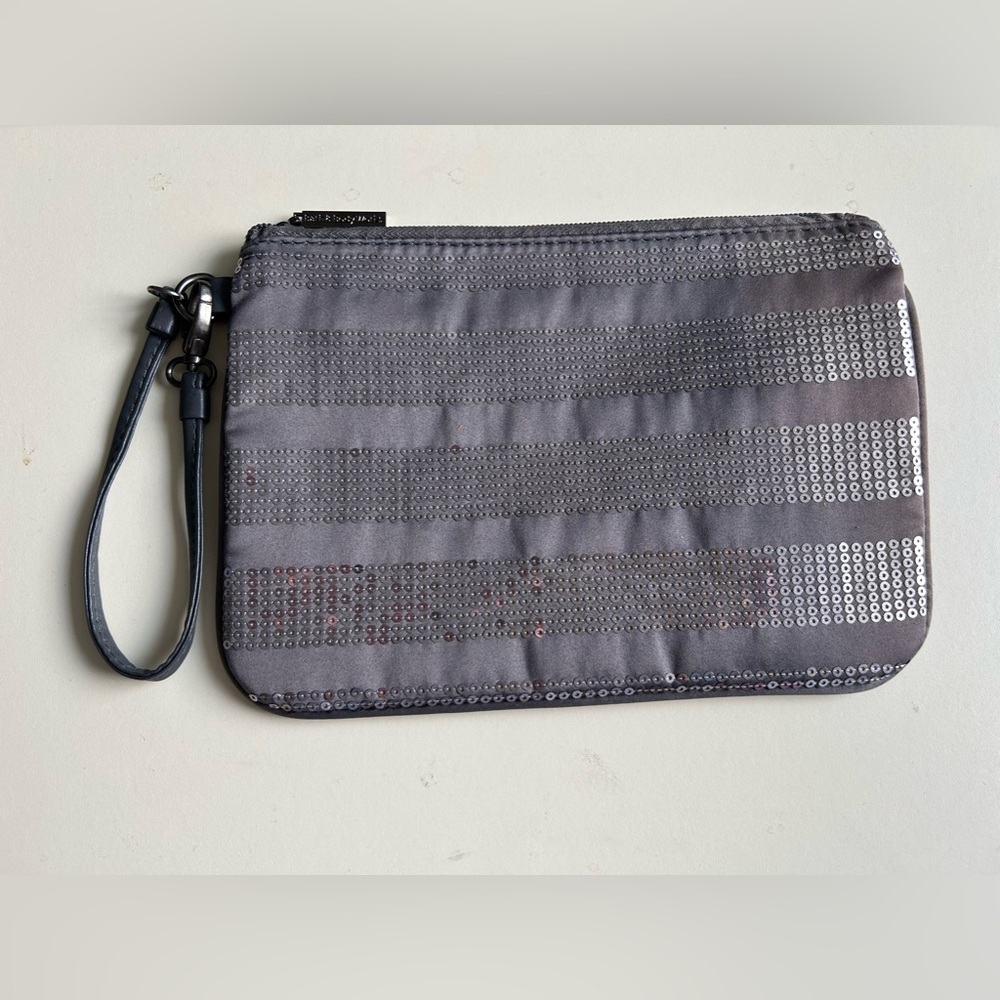 BATH AND BODY WORKS SPARKLE WRISTLET POUCH GUNMETAL GREY